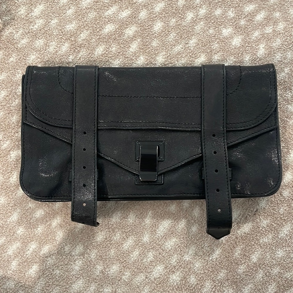 Proenza Schouler black leather clutch